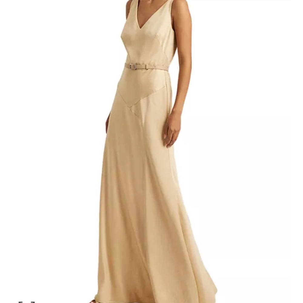 Lauren Ralph Lauren Belted Gown in Pale Parchment